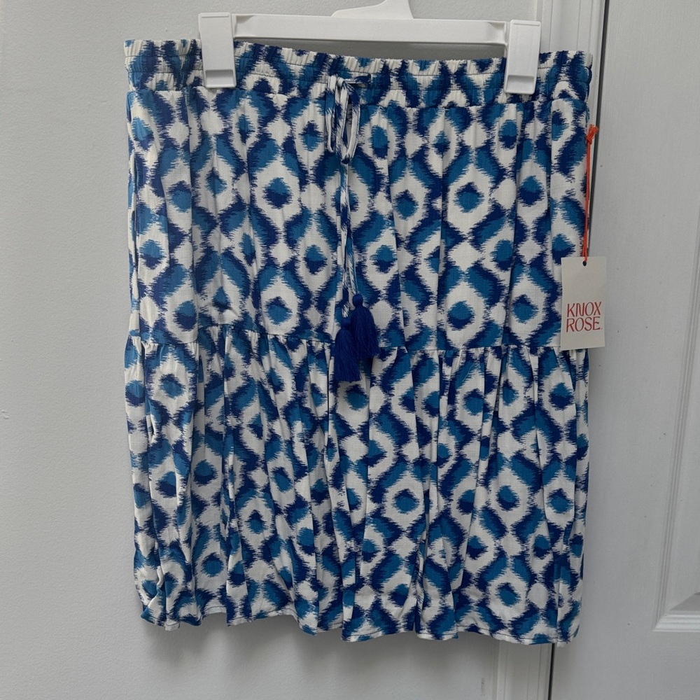 Knox Rose Blue and Cream Patterned Skirt